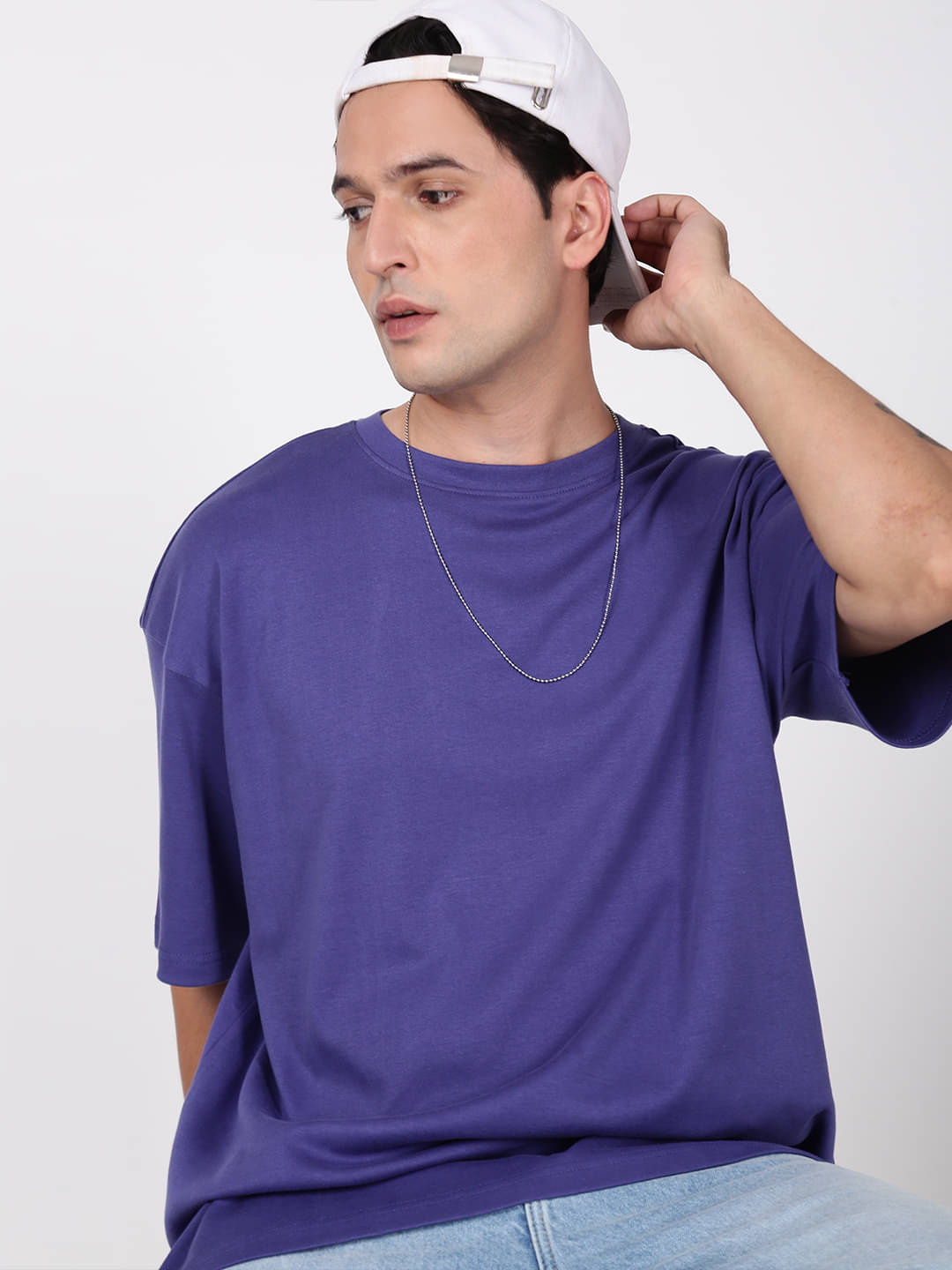 Bene Kleed Men 100% Cotton Oversized Fit Solid T-Shirt ( Purple ) Bene Kleed Men 100% Cotton Oversized Fit Solid T-Shirt ( Purple )