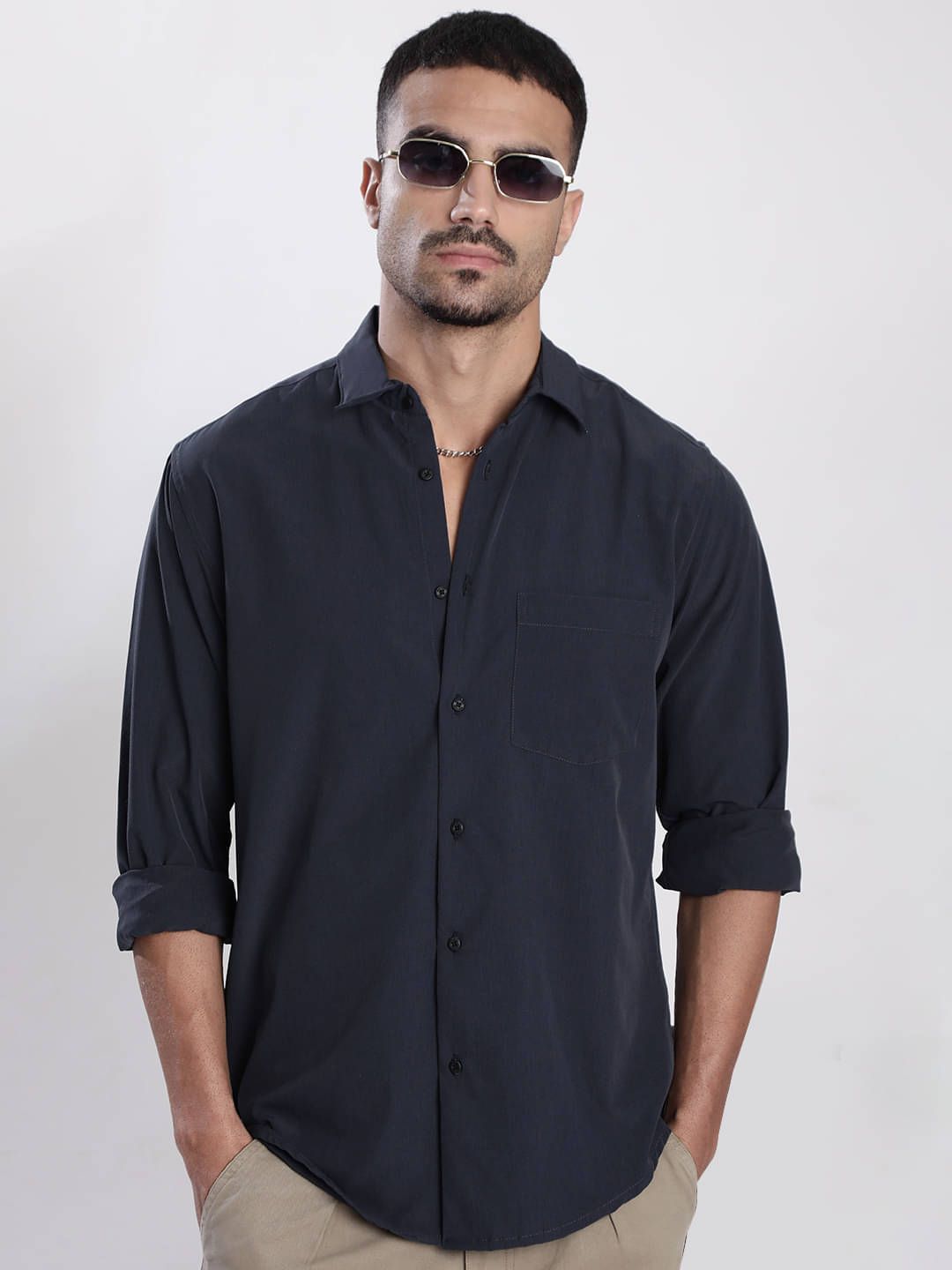 Bene Kleed Polyester Regular Fit Solids Full Sleeves Men's Casual Shirt - Grey ( Pack of 1 ) Bene Kleed Polyester Regular Fit Solids Full Sleeves Men's Casual Shirt - Grey ( Pack of 1 )