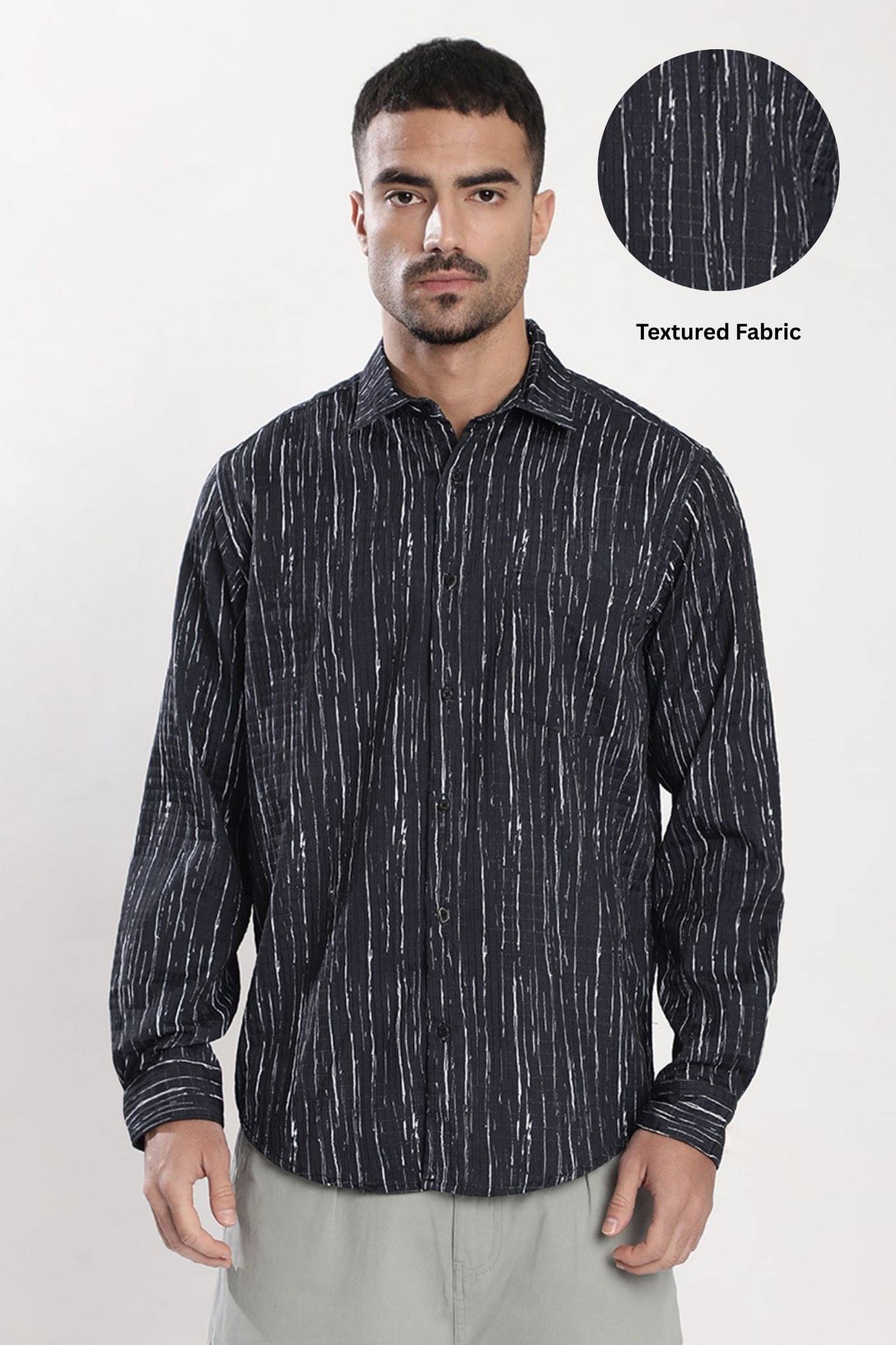     			Bene Kleed Polyester Regular Fit Self Design Full Sleeves Men's Casual Shirt - Black ( Pack of 1 )