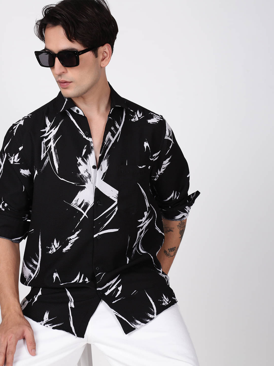Bene Kleed Polyester Regular Fit Printed Full Sleeves Men's Casual Shirt - Black ( Pack of 1 ) Bene Kleed Polyester Regular Fit Printed Full Sleeves Men's Casual Shirt - Black ( Pack of 1 )