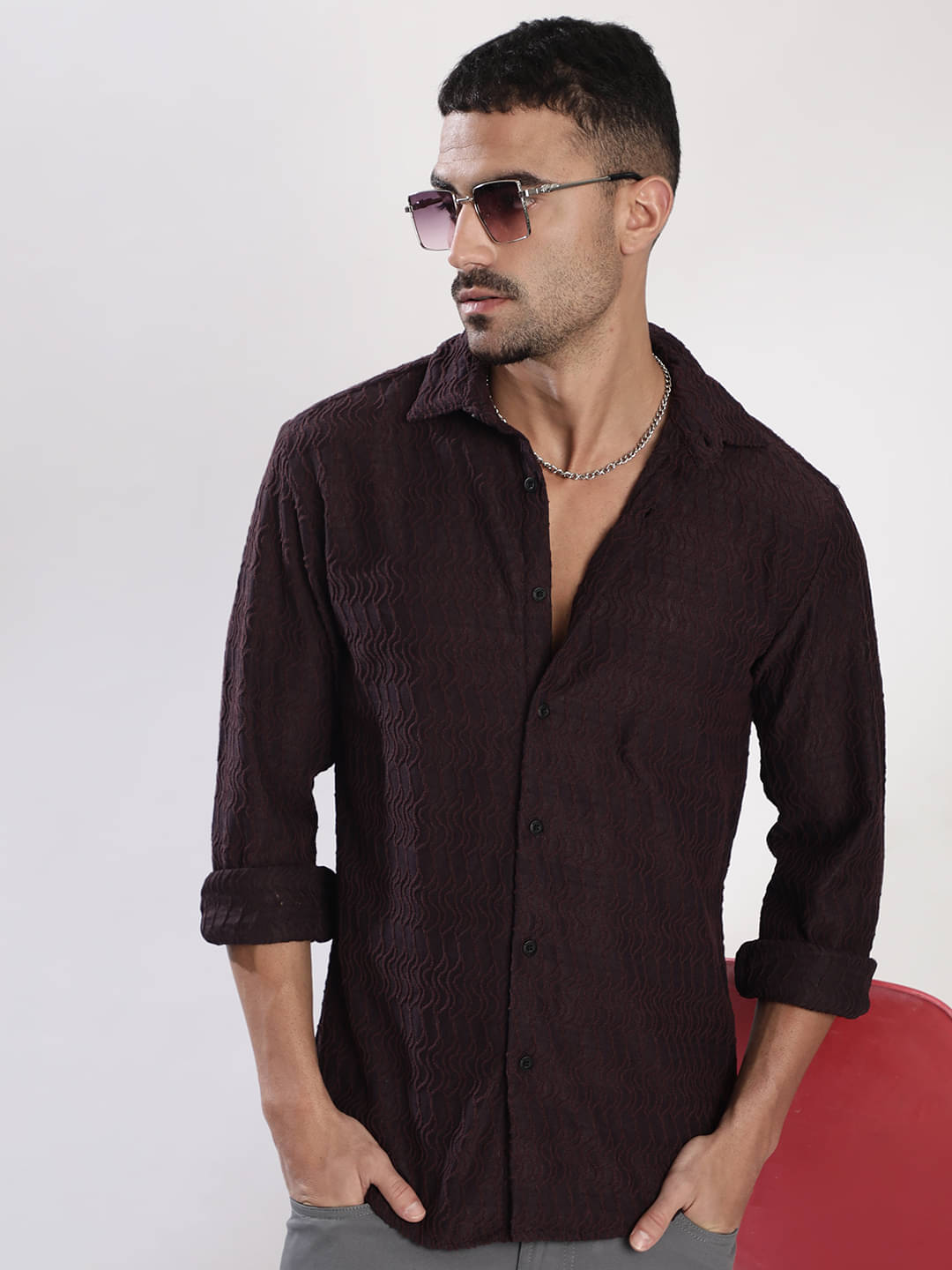 Bene Kleed Polyester Slim Fit Self Design Full Sleeves Men's Casual Shirt - Purple ( Pack of 1 ) Bene Kleed Polyester Slim Fit Self Design Full Sleeves Men's Casual Shirt - Purple ( Pack of 1 )