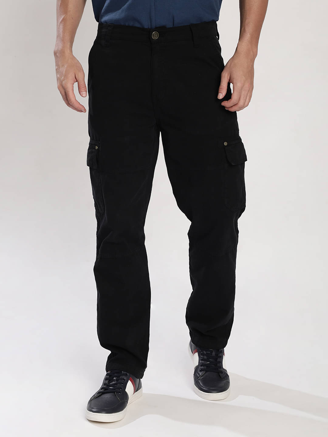     			Bene Kleed Relax Flat Men's Cargos - Black ( Pack of 1 )