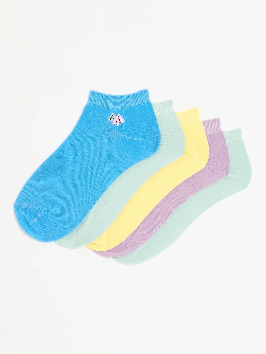     			Camey Pack of 5 Women's Cotton Blend No Show Socks ( Multicolor )