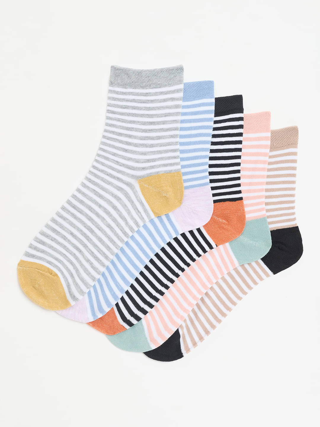     			Camey Pack of 5 Women's Cotton Blend Ankle Length Socks ( Multicolor )