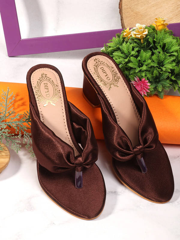 DIPYO Brown Women's Slip On Heels DIPYO Brown Women's Slip On Heels