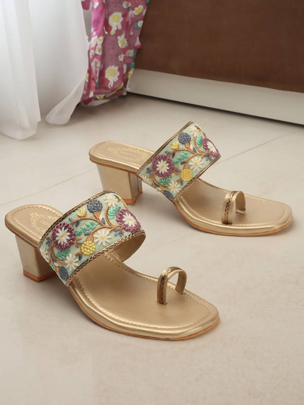     			DIPYO Gold Women's Sandal Heels