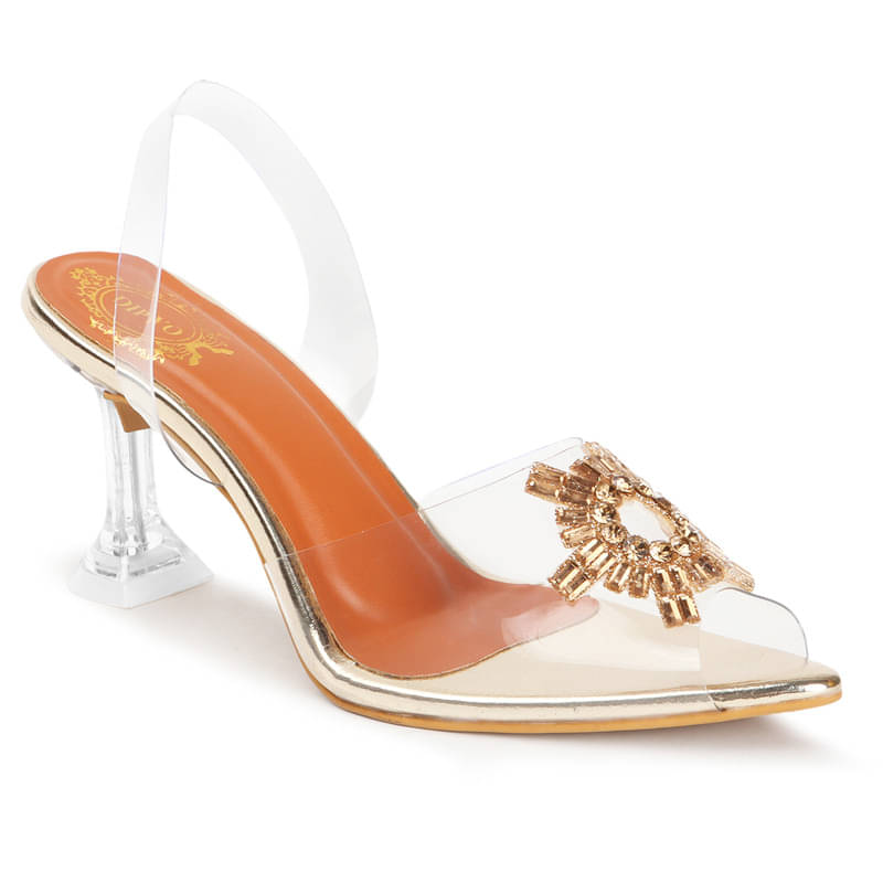     			DIPYO Gold Women's Sandal Heels