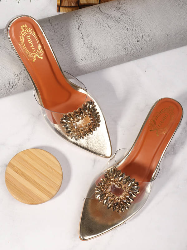     			DIPYO Gold Women's Sandal Heels