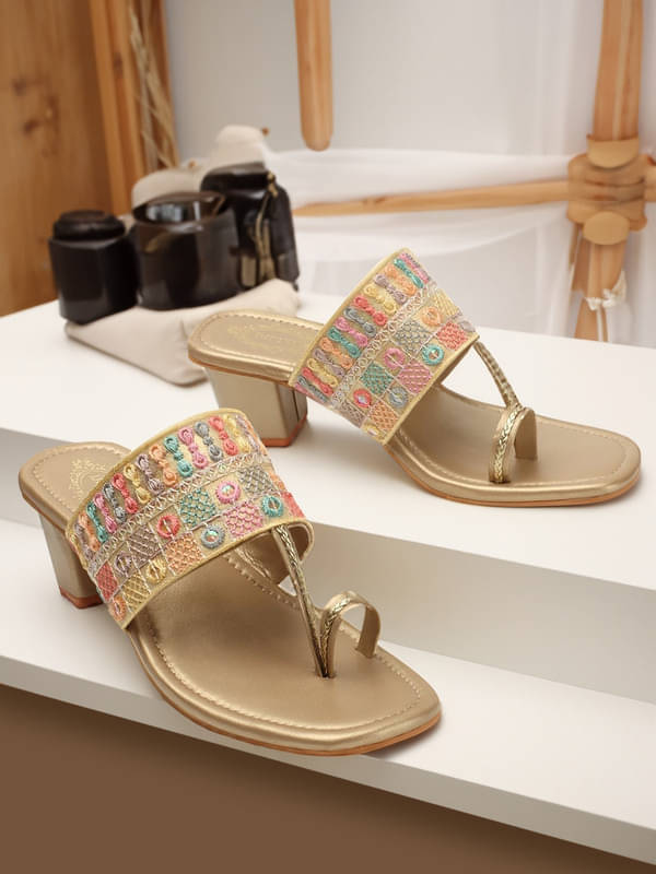     			DIPYO Gold Women's Sandal Heels