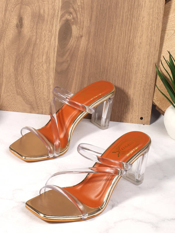     			DIPYO Gold Women's Slip On Heels