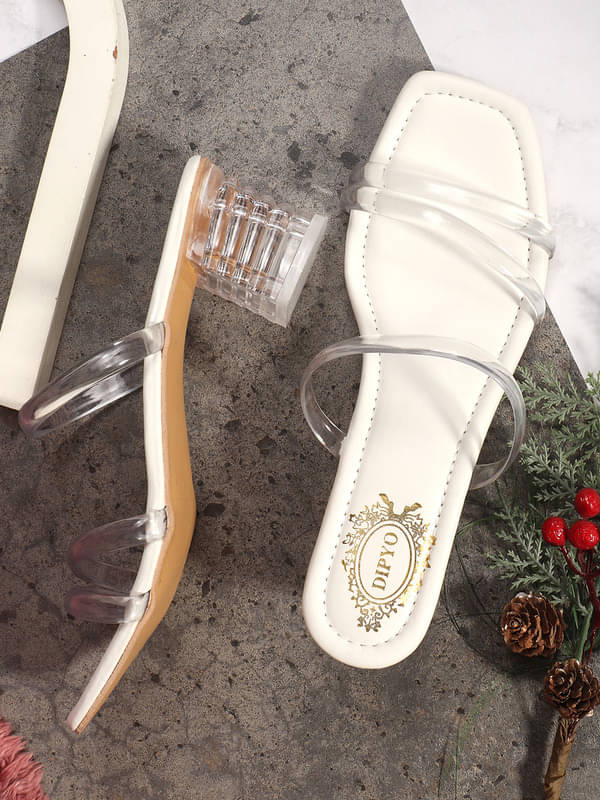     			DIPYO White Women's Slip On Heels