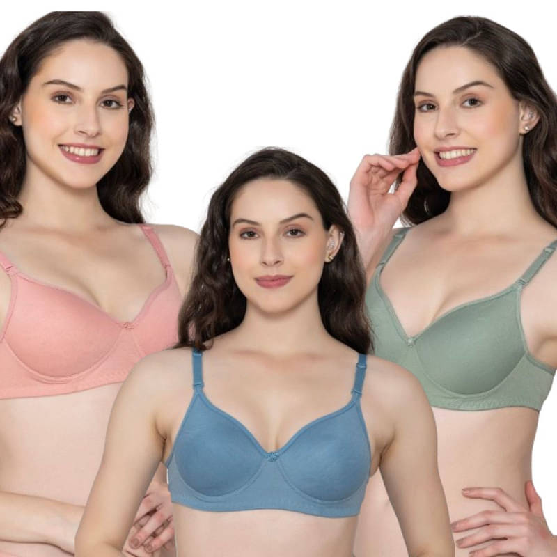 Esoroucha Pack of 3 Cotton Lightly Padded Convertable Bra For Women ( Pink ) Esoroucha Pack of 3 Cotton Lightly Padded Convertable Bra For Women ( Pink )