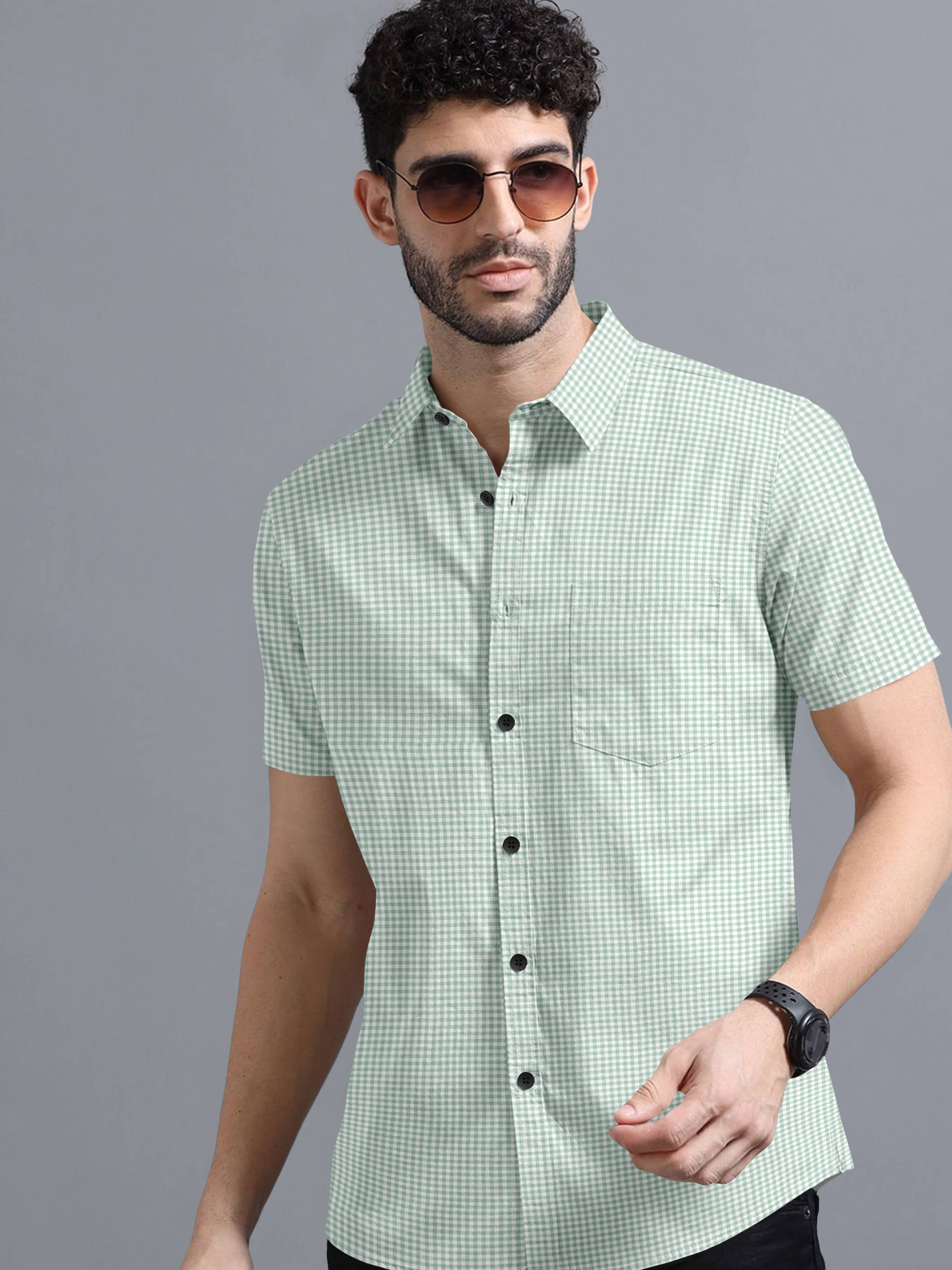 Ethnic Trendz Cotton Blend Regular Fit Checks Half Sleeves Men's Casual Shirt - Navy Blue ( Pack of 1 )