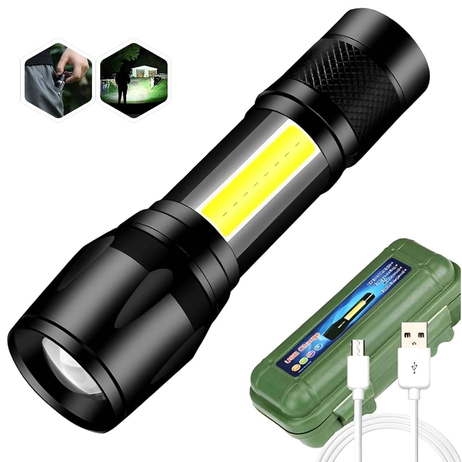     			J.O - 3W Rechargeable Flashlight Torch ( Pack of 1 )