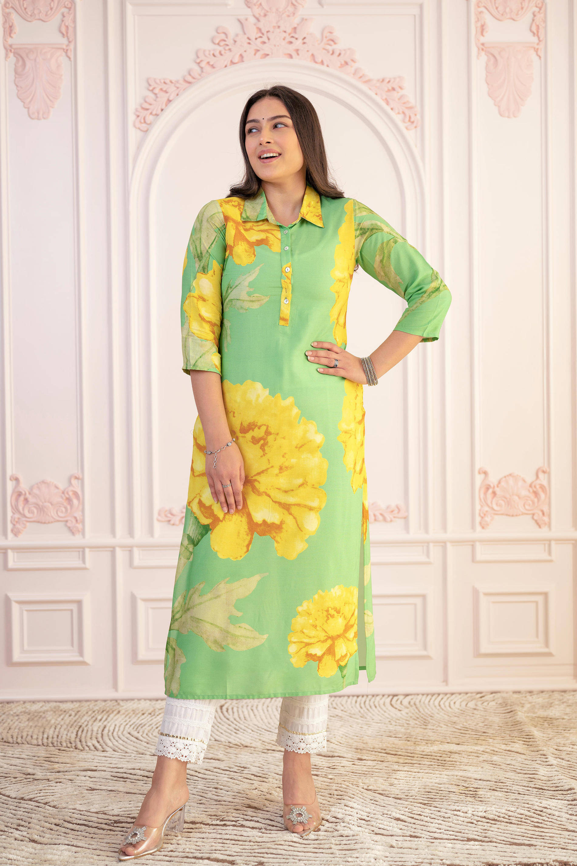Juniper Women Viscose Printed Straight Kurti ( Green ) Juniper Women Viscose Printed Straight Kurti ( Green )