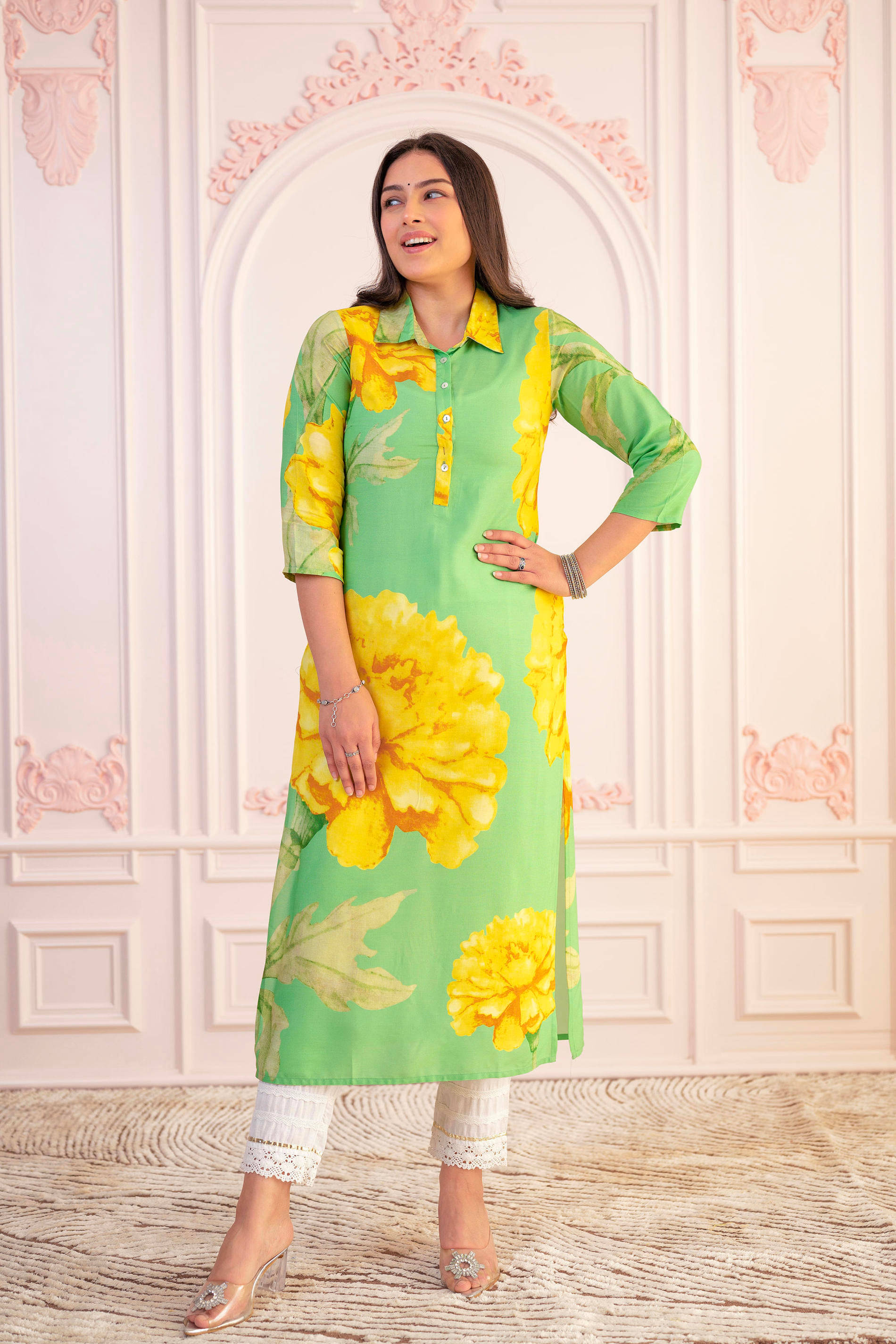 Juniper Women Viscose Printed Straight Kurti ( Green )     			Juniper Women Viscose Printed Straight Kurti ( Green )