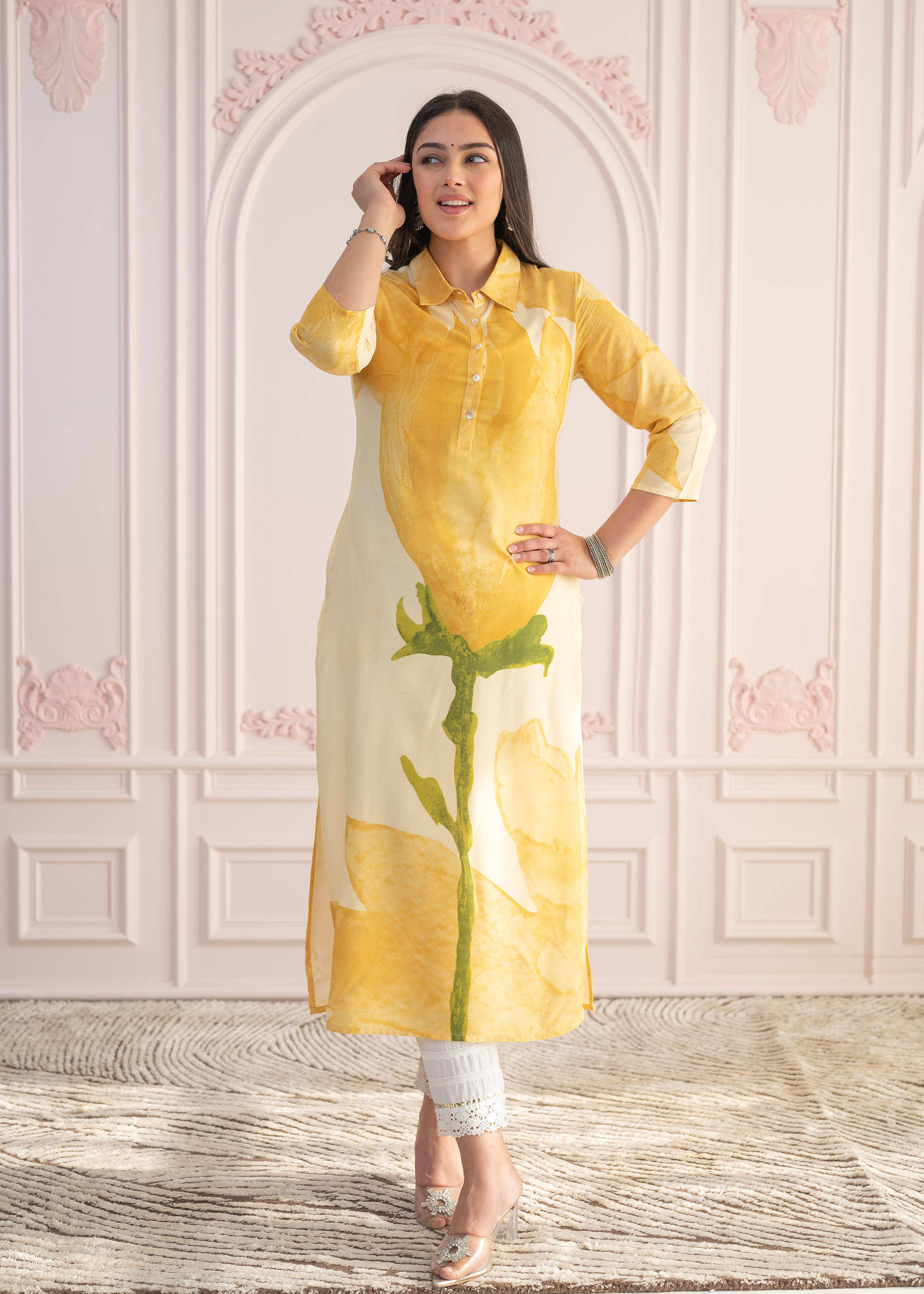 Juniper Women Viscose Printed Straight Kurti ( Yellow ) Juniper Women Viscose Printed Straight Kurti ( Yellow )