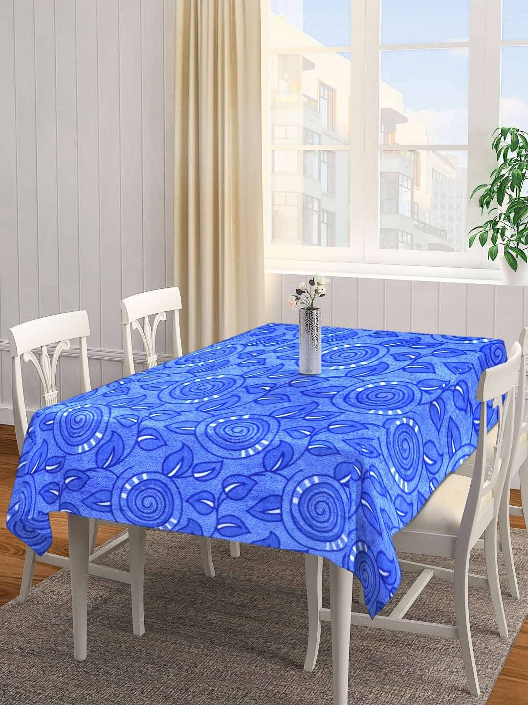 Klotthe Printed Cotton 6 Seater Rectangle Table Cover ( 180 x 130 ) cm Pack of 1 Blue     			Klotthe Printed Cotton 6 Seater Rectangle Table Cover ( 180 x 130 ) cm Pack of 1 Blue