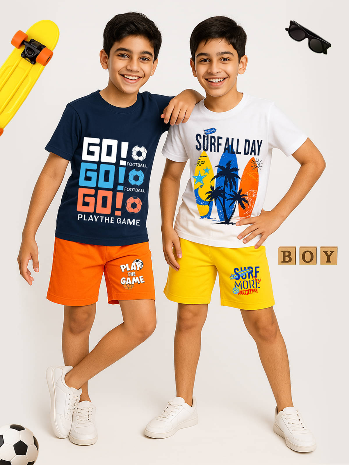     			Kuchipoo Pack of 2 Boys Cotton Blend T-Shirt & Shorts Set ( Multicolor 1 )