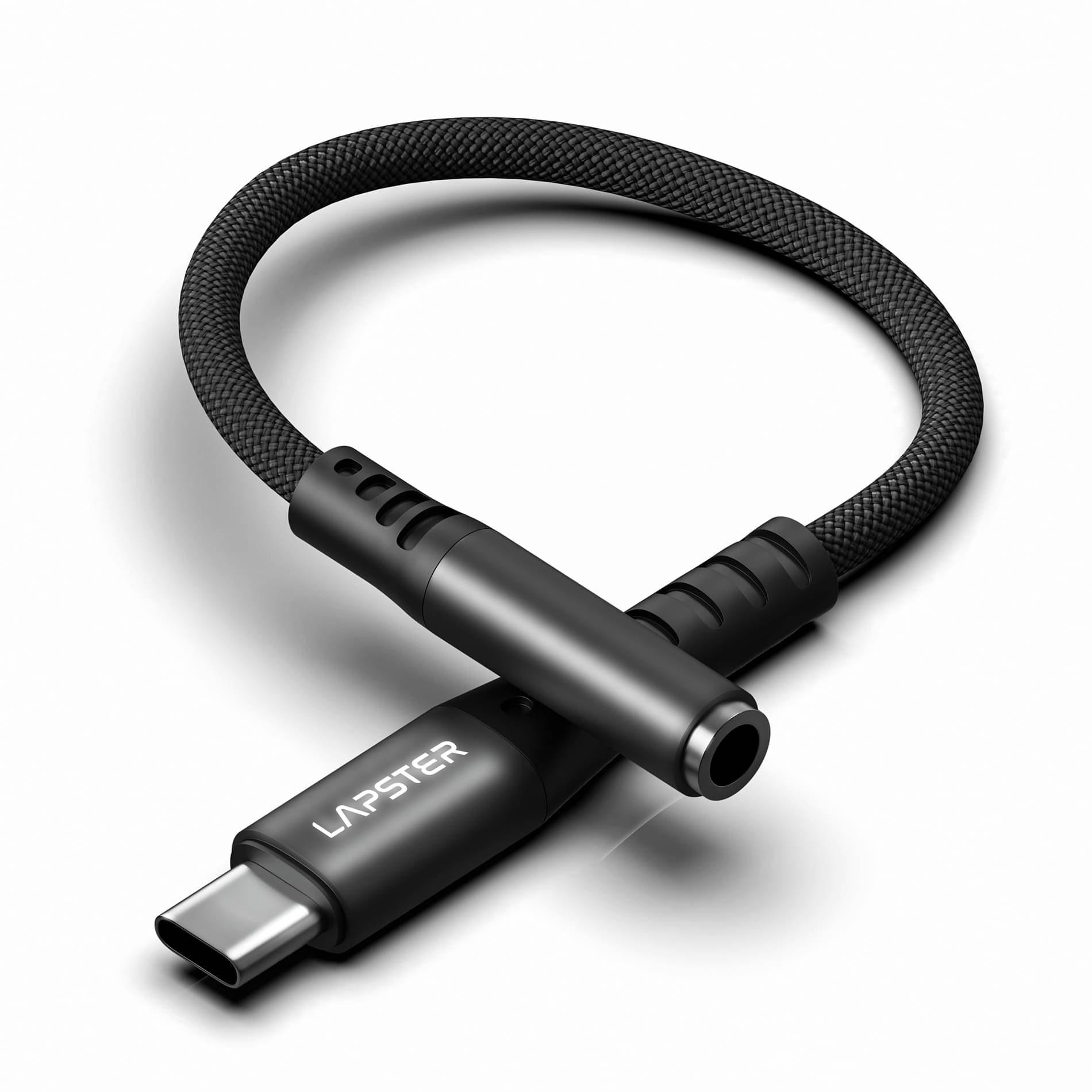     			LS LAPSTER Quality Assured Type C to 3.5 mm Audio Jack Connector with DAC Headphone Converter Supports Mic & Audio, Metal Body, Black