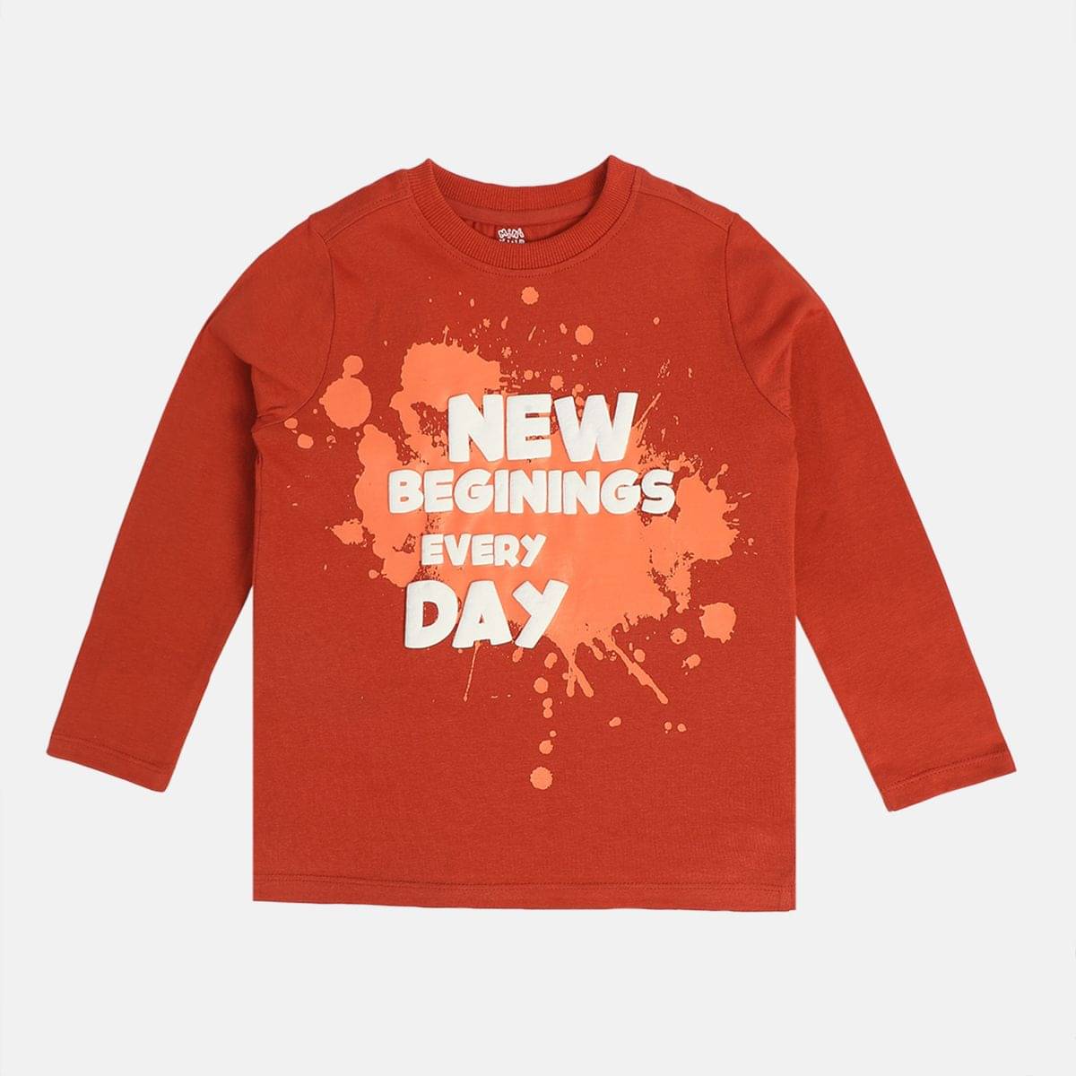     			MINI KLUB Pack of 1 Boys Cotton T-Shirt ( Rust )