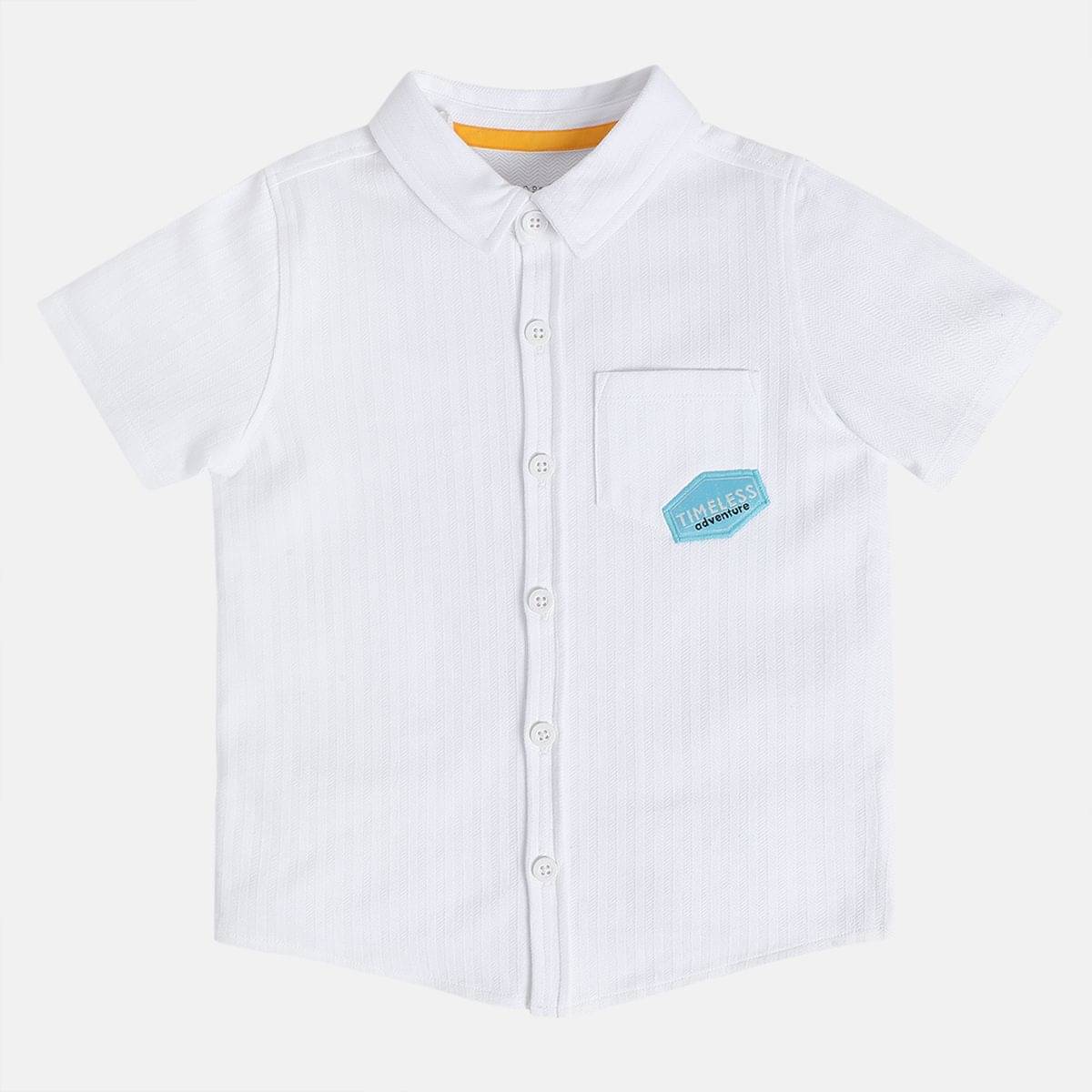MINI KLUB Pack of 1 Boys 100% Cotton Half Sleeves Shirt ( White )     			MINI KLUB Pack of 1 Boys 100% Cotton Half Sleeves Shirt ( White )