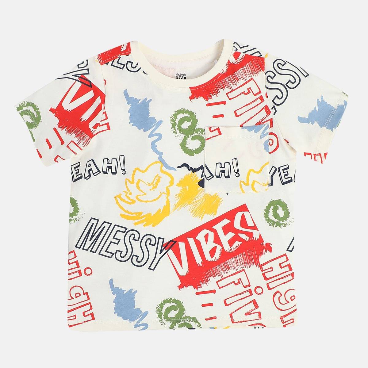     			MINI KLUB Pack of 1 Boys Cotton T-Shirt ( Off White )