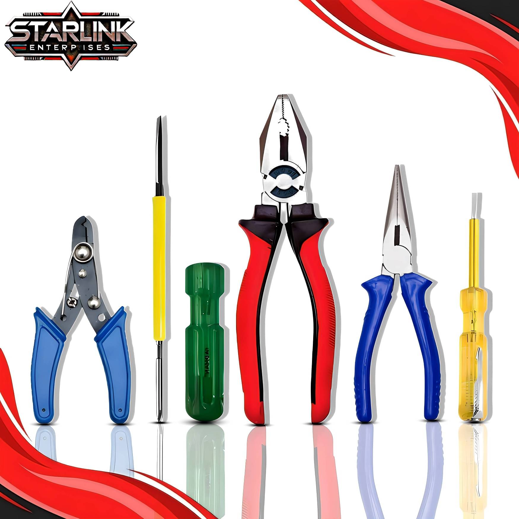Modi 608 Set of 5 Premium Tool Plier, Long Nose Plier, Wire Stripper, 2in1 Screwdriver & Line tester Modi 608 Set of 5 Premium Tool Plier, Long Nose Plier, Wire Stripper, 2in1 Screwdriver & Line tester