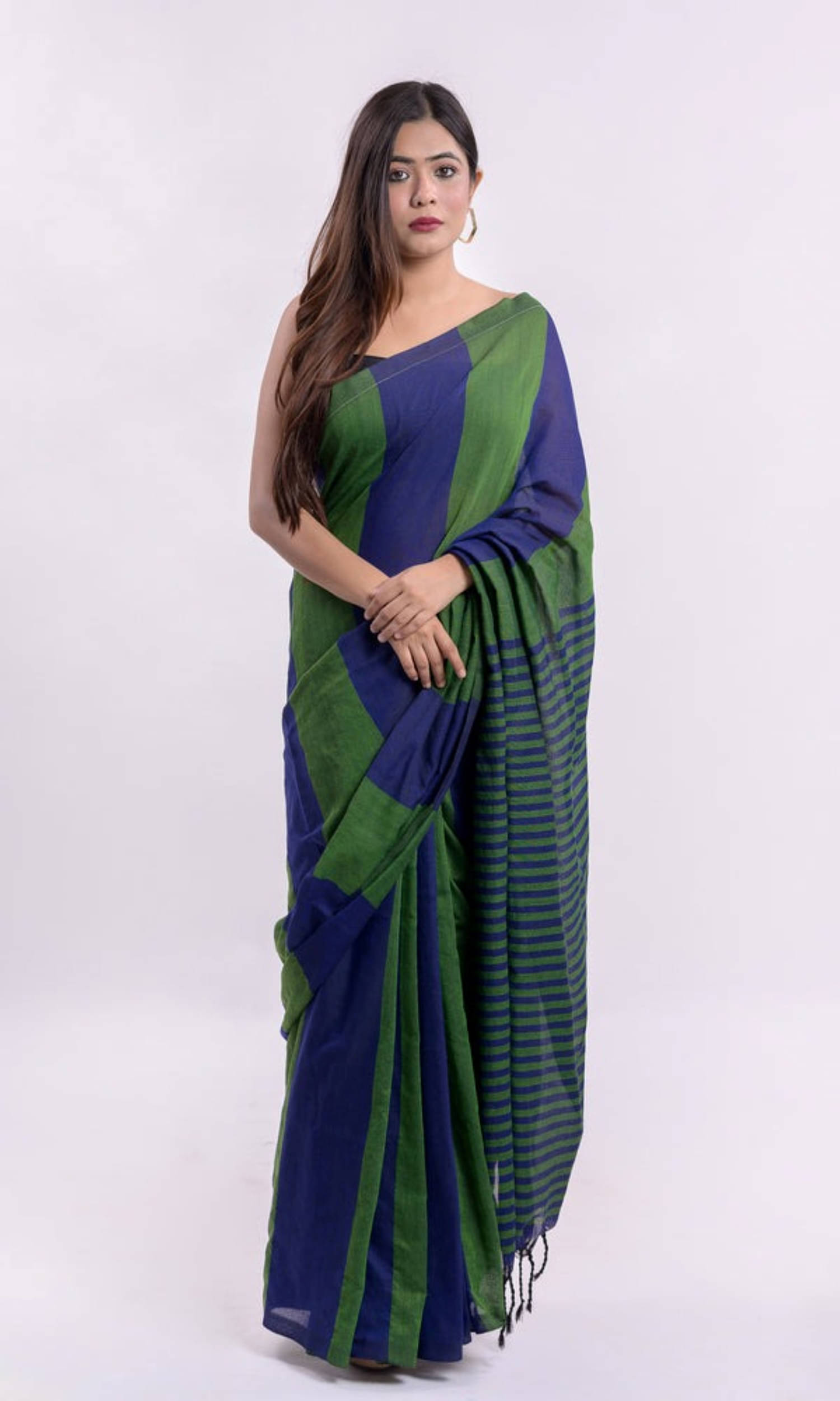 PIYARI FASHION Cotton Blend Striped Tant Saree With Unstitched Blouse Piece ( Multicolor 2 ) PIYARI FASHION Cotton Blend Striped Tant Saree With Unstitched Blouse Piece ( Multicolor 2 )
