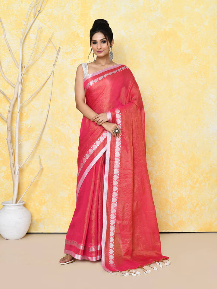     			PIYARI FASHION Tissue Woven Chettinad Saree With Unstitched Blouse Piece ( Red )