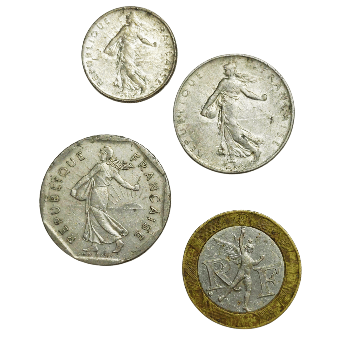     			SHUBHCOINS 4 Different Denomination Coin Set of France, Old Issue, Very Rare Coin Set in Good Condition- Very Collectible in World Series, Best for Kids Coin Collection Above 5 Years