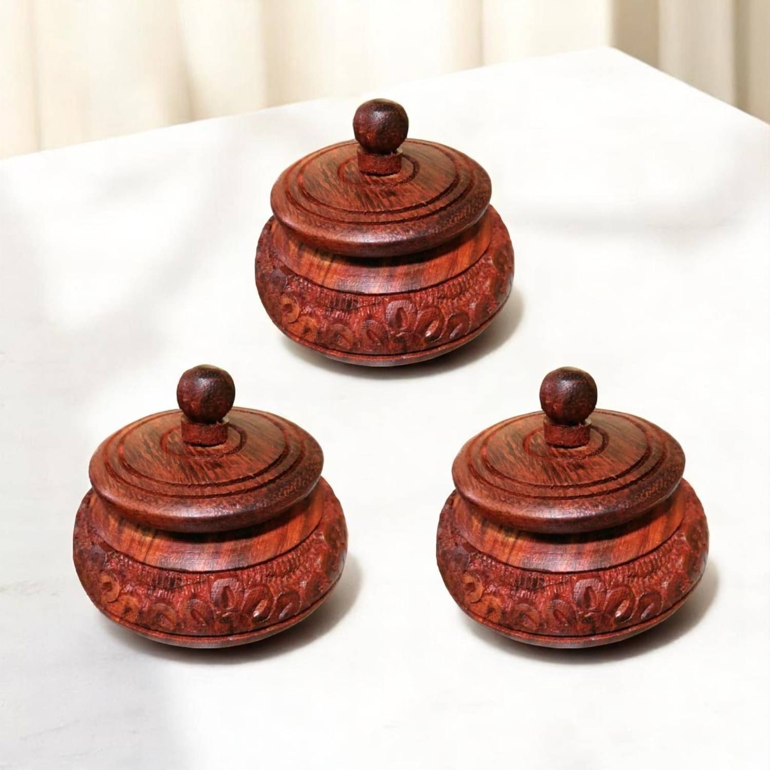     			SWH Wooden Brown Utility Container ( Set of 3 )