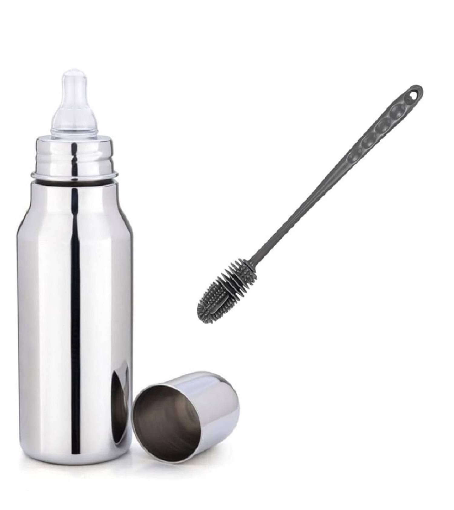 Sushil 304 Grade Baby Milk Feeding Bottle Silver Stainless Steel Sipper Water Bottle 250 mL ( Set of 1 ) Sushil 304 Grade Baby Milk Feeding Bottle Silver Stainless Steel Sipper Water Bottle 250 mL ( Set of 1 )