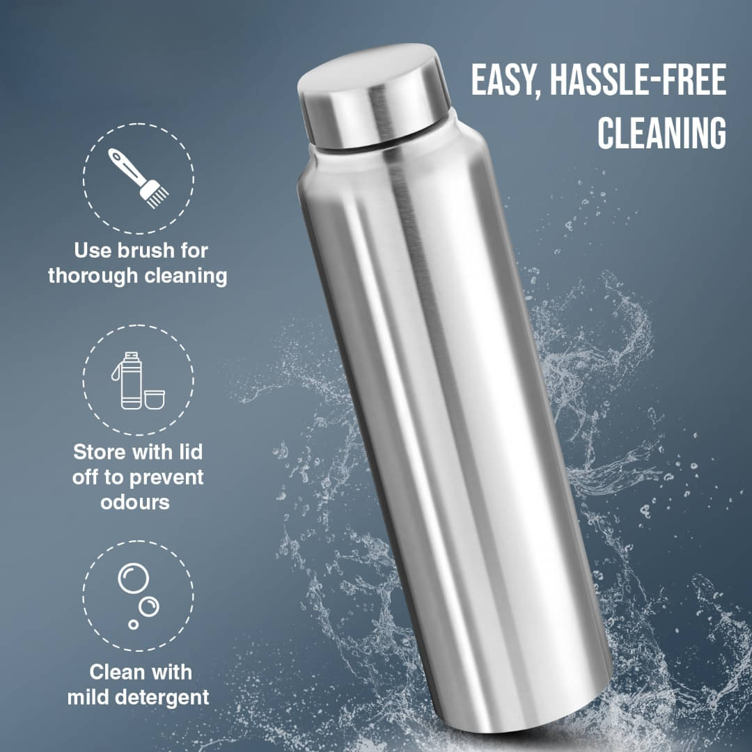     			Sushil Water Bottle 1000ml Silver 304 Grade Silver Stainless Steel Water Bottle 1000 mL ( Set of 1 )