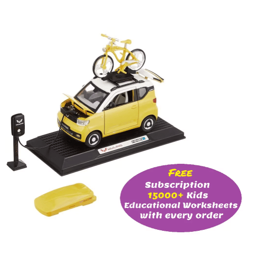     			Toonkiz 1:32 Scale Metal Diecast Mini EV Toy Car Model with Openable Door, Working Head & Tail Lights, and Pretend Charge Station & Cycle