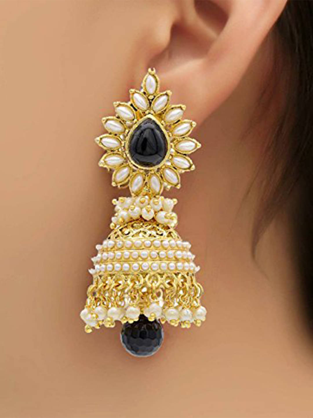     			YOUBELLA Golden Jhumki Earrings ( Pack of 1 )