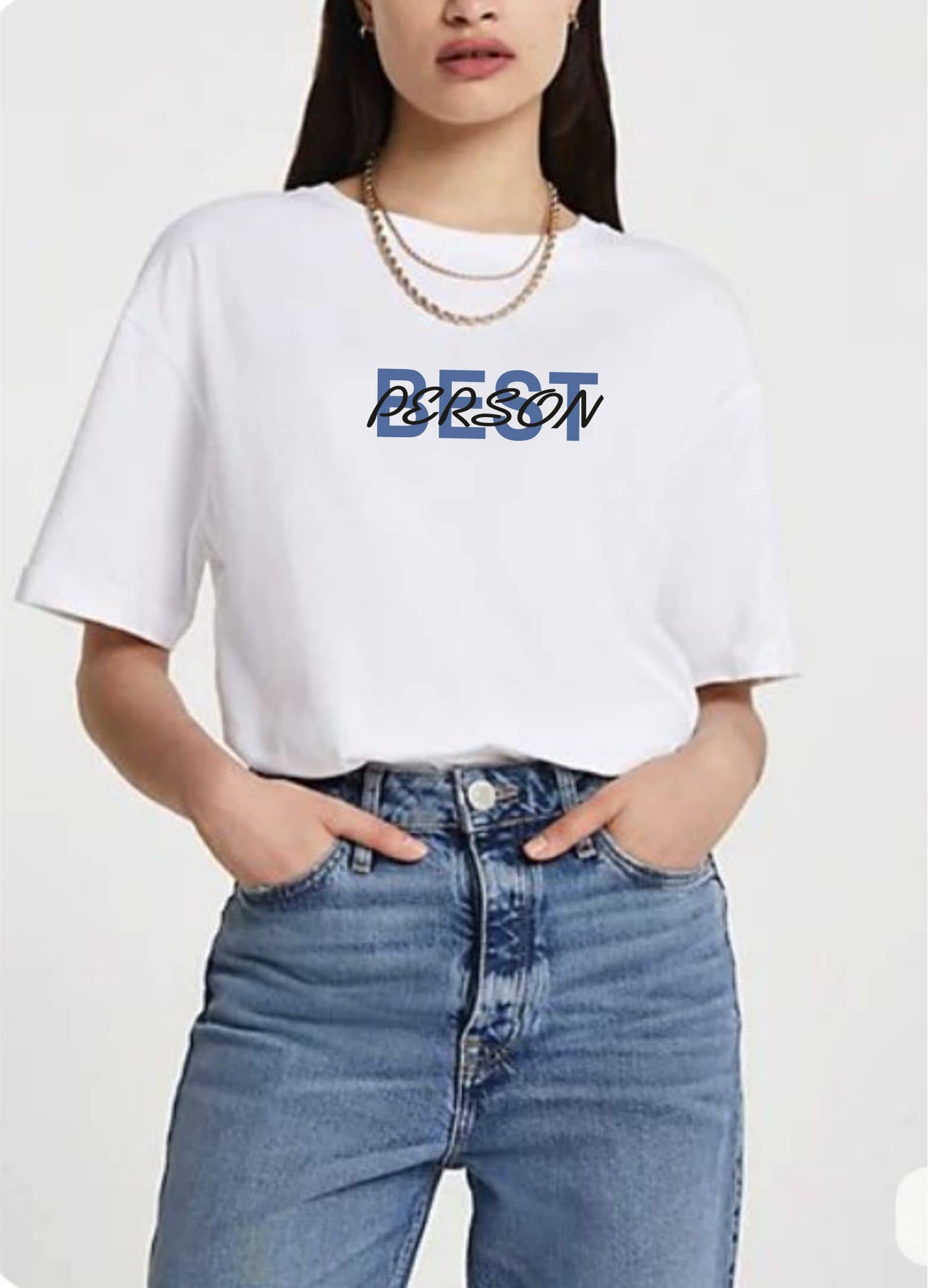 ekadravin Women Cotton Printed Oversized Fit Round Neck T-Shirt ( White )