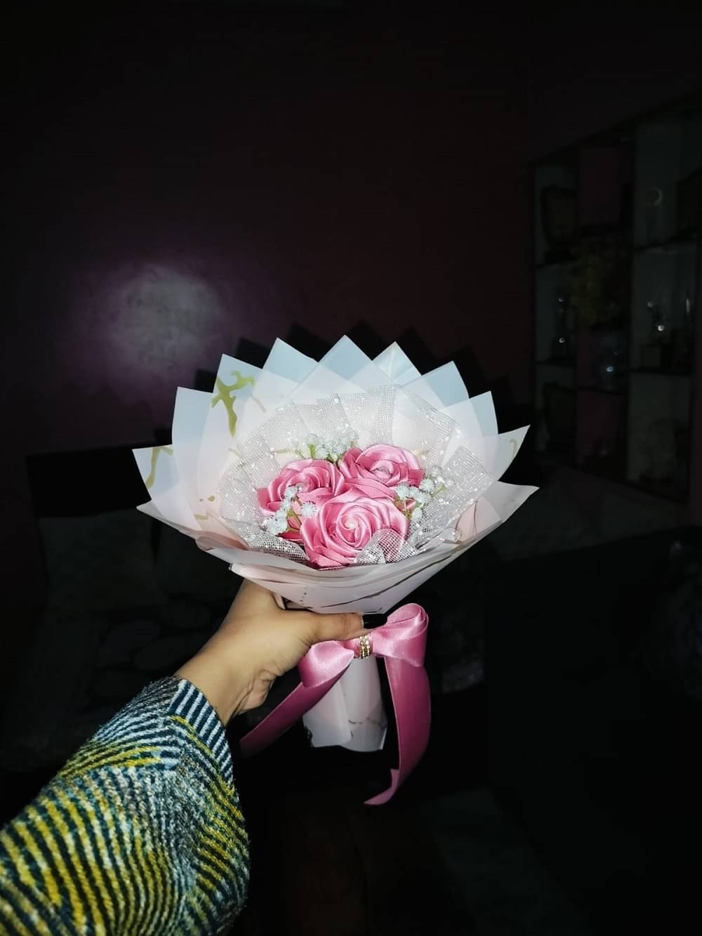     			Petal Crafted - Pink Rose Artificial Flowers Bouquet (Pack of 1)