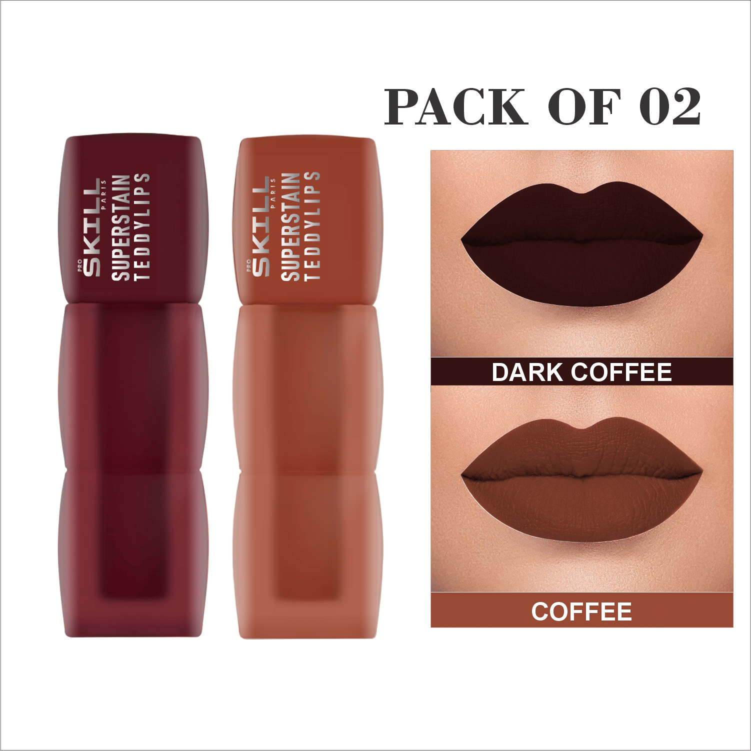 pro skill paris Brown,Coffee Brown Matte Waterproof Liquid Lipstick ( Pack of 2 ) pro skill paris Brown,Coffee Brown Matte Waterproof Liquid Lipstick ( Pack of 2 )