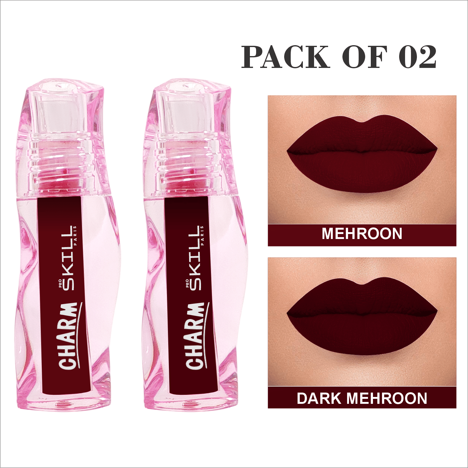 pro skill paris Maroon,Maroon Red Matte Waterproof Liquid Lipstick ( Pack of 2 ) pro skill paris Maroon,Maroon Red Matte Waterproof Liquid Lipstick ( Pack of 2 )