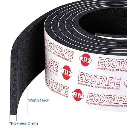 ALP Nitrile Self Adhesive Insulation Foam Tape, ECOTAPE, Class O For Matel Heat, Air Conditioning, industrial Freezers, Refrigerators (2"(W) X 3 mm(T) X 9.1 Meter(L)) -Pack of 1, Black ALP Nitrile Self Adhesive Insulation Foam Tape, ECOTAPE, Class O For Matel Heat, Air Conditioning, industrial Freezers, Refrigerators (2"(W) X 3 mm(T) X 9.1 Meter(L)) -Pack of 1, Black
