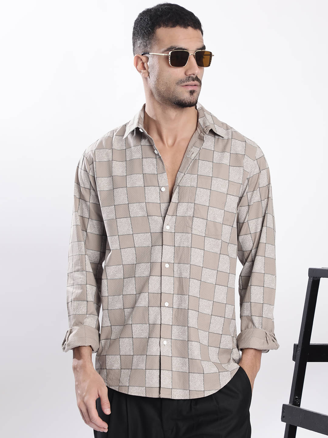 Bene Kleed 100% Cotton Regular Fit Checks Full Sleeves Men's Casual Shirt - Khaki ( Pack of 1 ) Bene Kleed 100% Cotton Regular Fit Checks Full Sleeves Men's Casual Shirt - Khaki ( Pack of 1 )