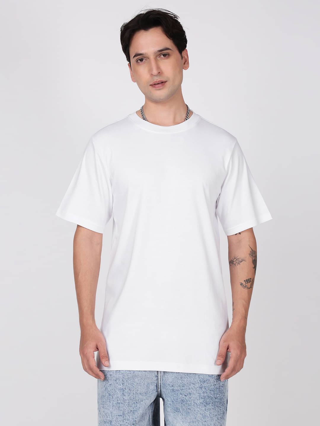     			Bene Kleed Men 100% Cotton Regular Fit Solid T-Shirt ( White )