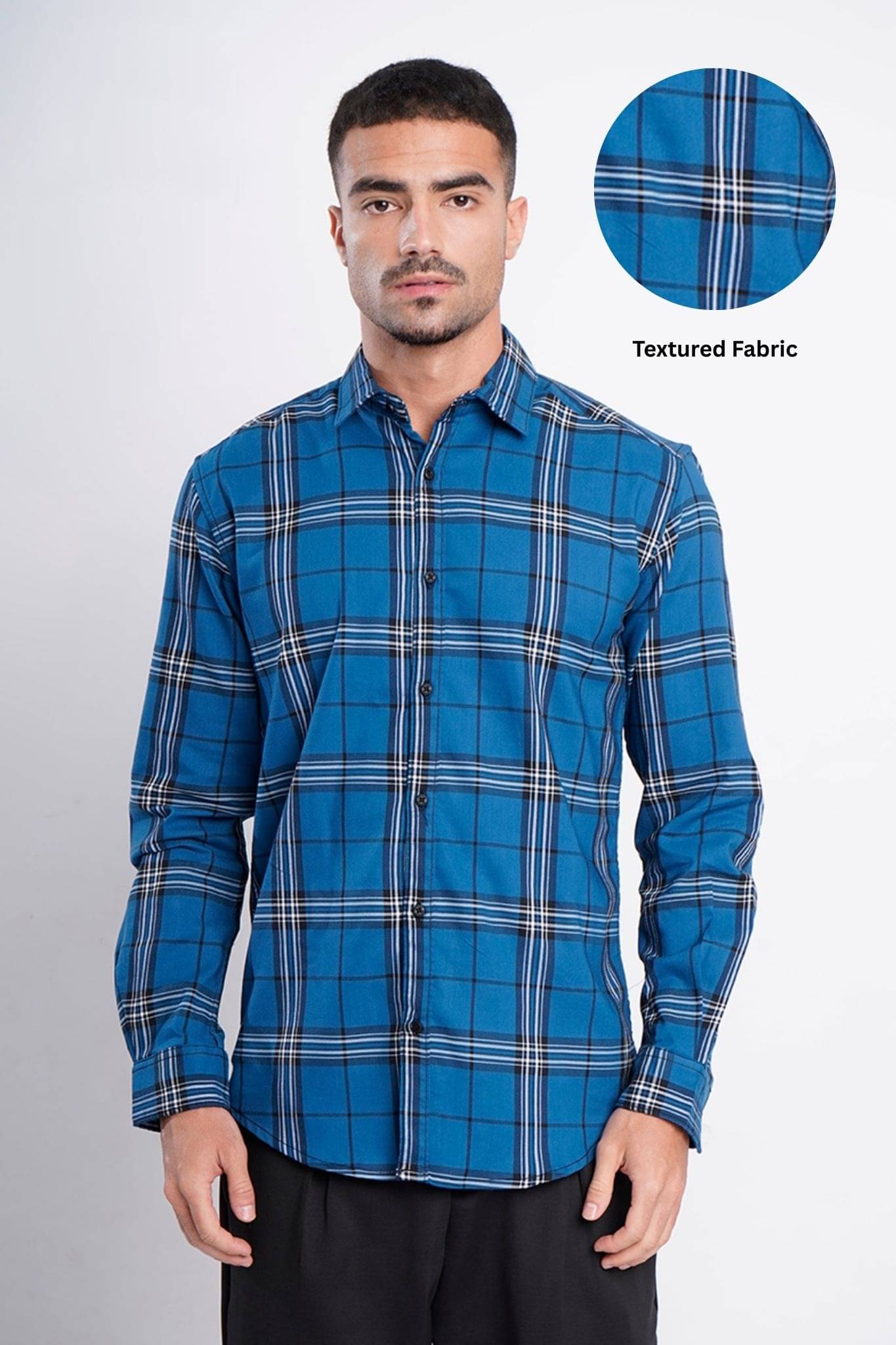 Bene Kleed Poly Cotton Slim Fit Checks Full Sleeves Men's Casual Shirt - Blue ( Pack of 1 ) Bene Kleed Poly Cotton Slim Fit Checks Full Sleeves Men's Casual Shirt - Blue ( Pack of 1 )