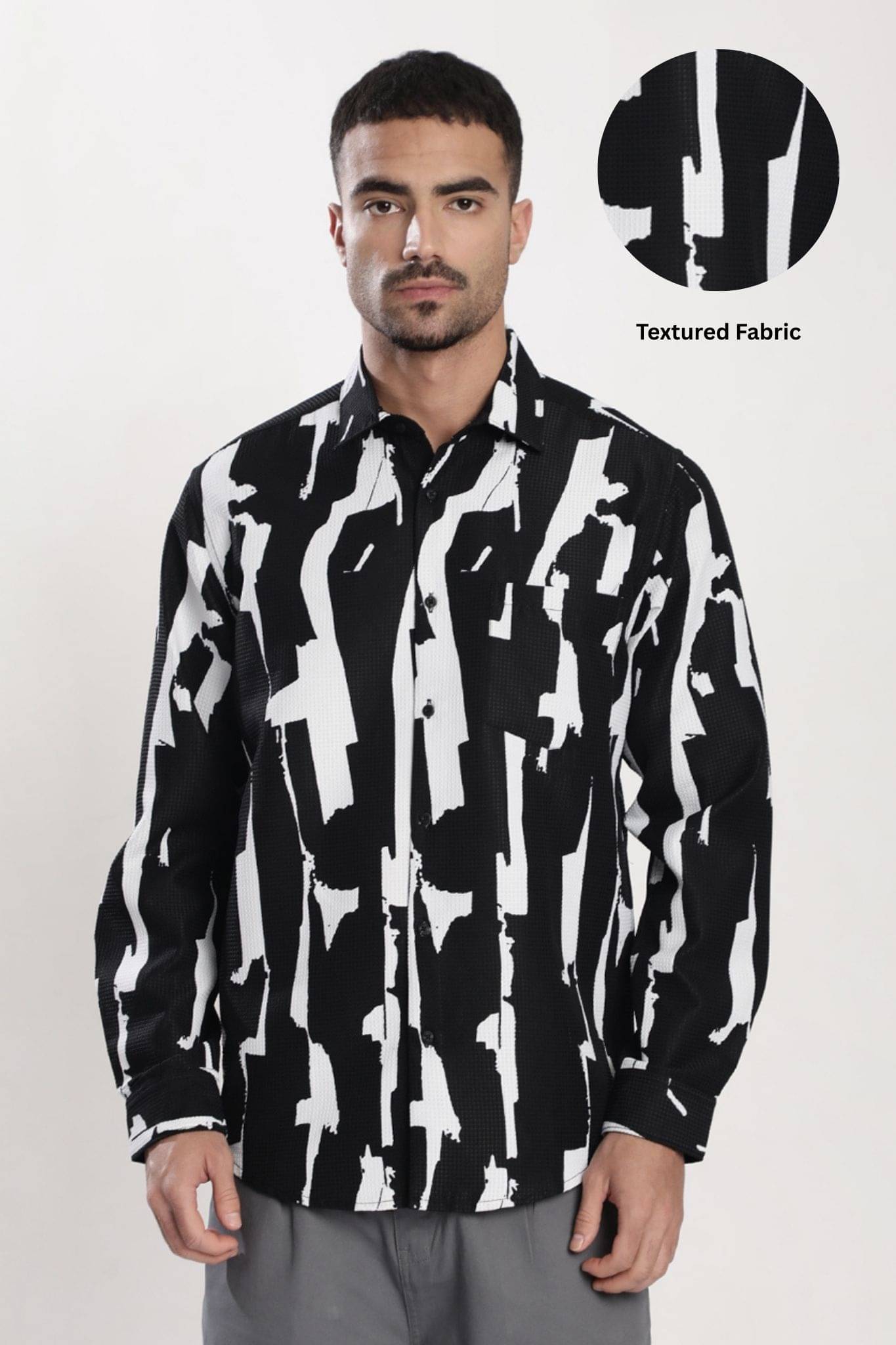     			Bene Kleed Polyester Regular Fit Self Design Full Sleeves Men's Casual Shirt - Black ( Pack of 1 )