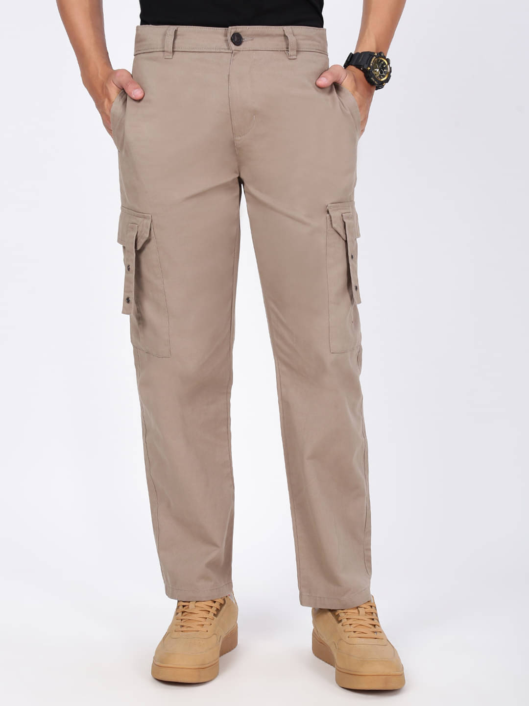     			Bene Kleed Relax Flat Men's Cargos - Brown ( Pack of 1 )