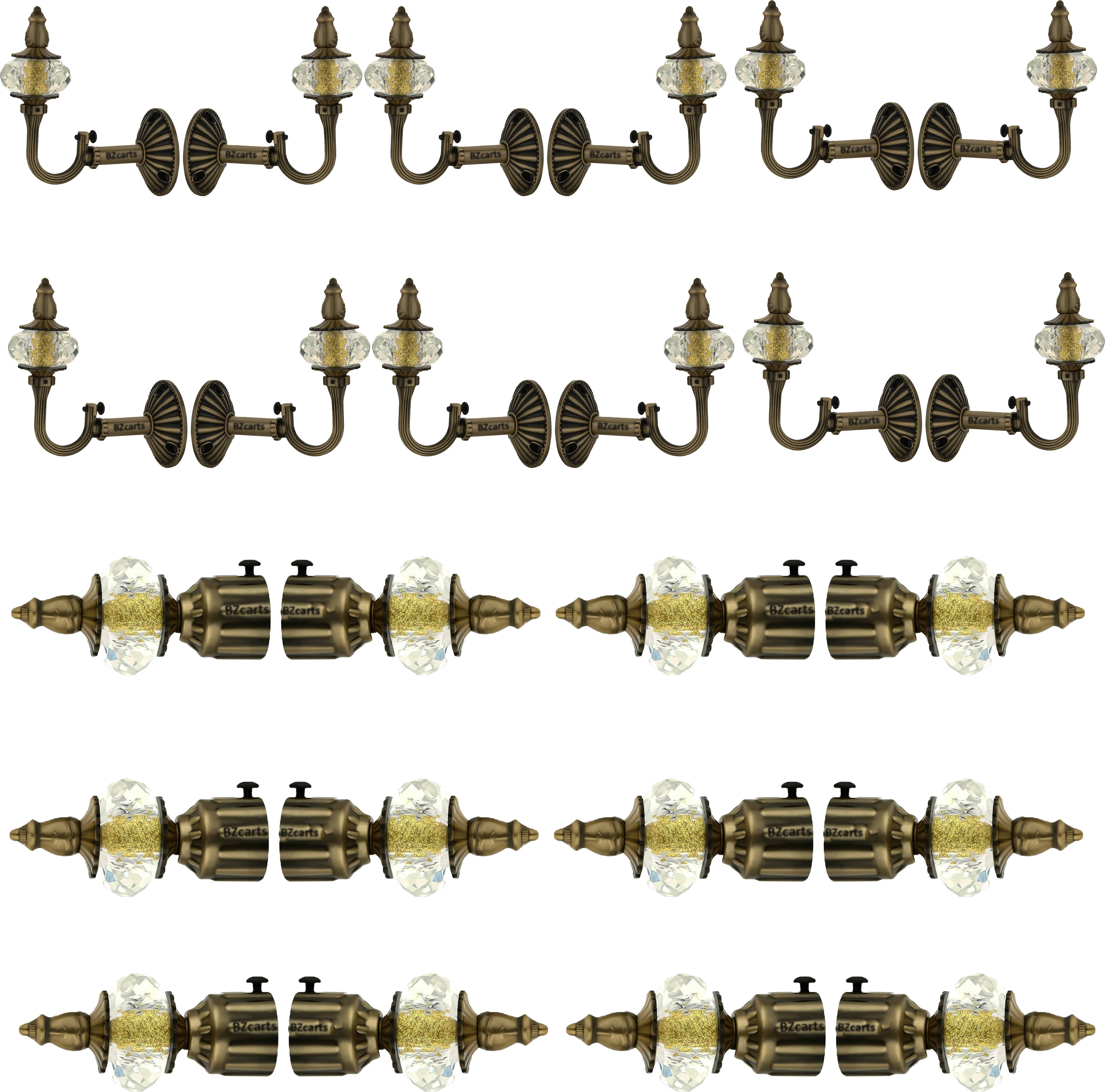     			Bzcarts Beige Aluminium Double Rod Bracket ( Pack of 6 )