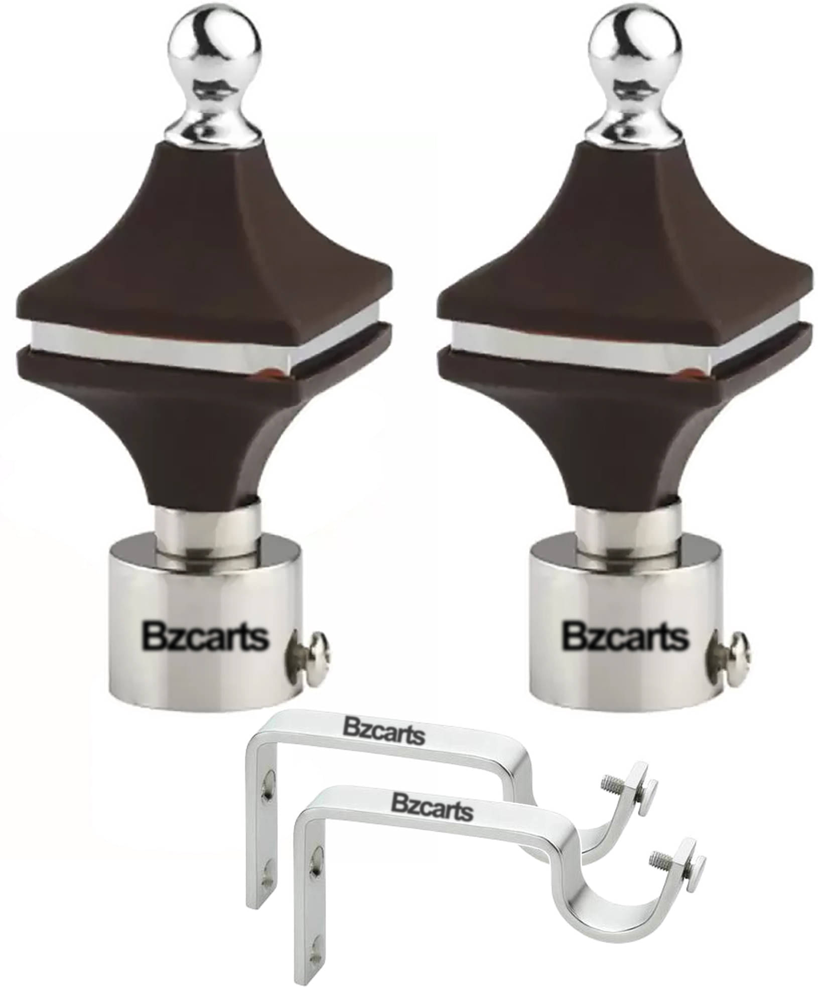 Bzcarts Black Stainless Steel Double Rod Bracket ( Pack of 2 ) Bzcarts Black Stainless Steel Double Rod Bracket ( Pack of 2 )