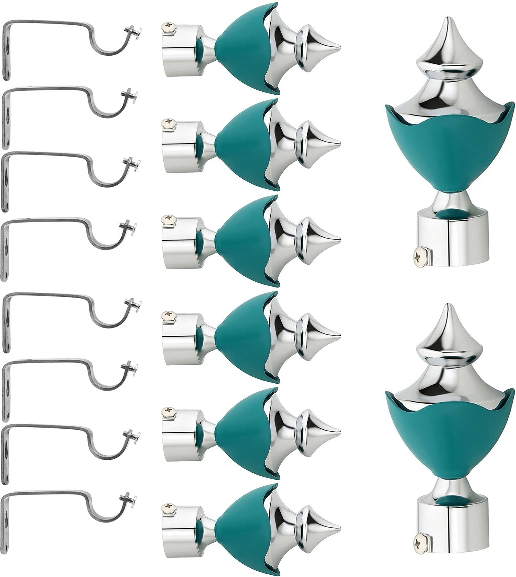     			Bzcarts Blue Stainless Steel Double Rod Bracket ( Pack of 16 )