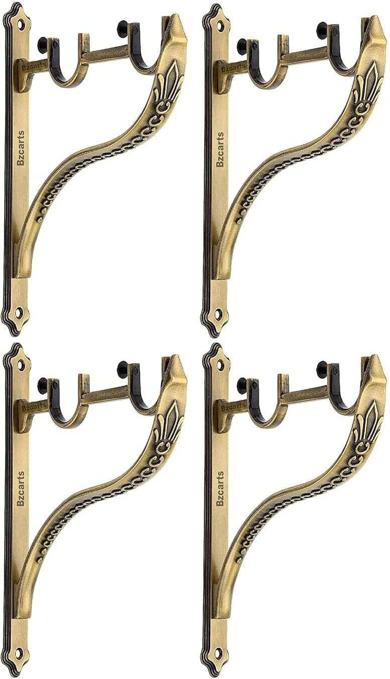 Bzcarts Brown Aluminium Double Rod Bracket ( Pack of 4 ) Bzcarts Brown Aluminium Double Rod Bracket ( Pack of 4 )